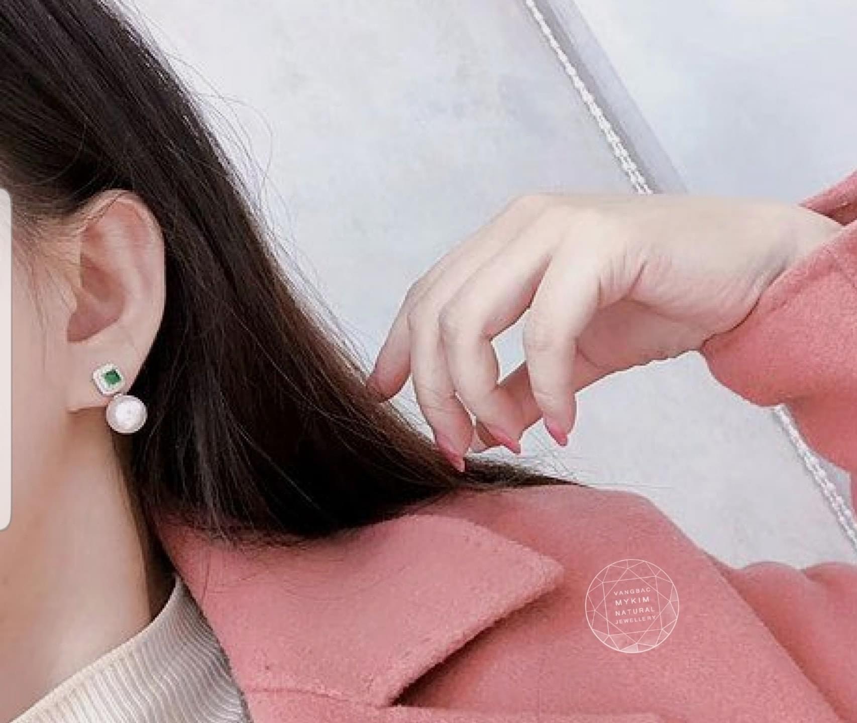 Bông Tai Ngọc Trai đính đá kiểu - Vàng Trắng 10k - 14k