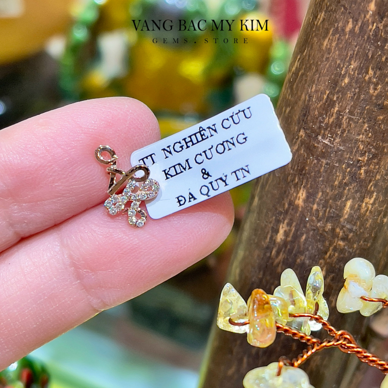 Bông Tai Chữ Ghép Liền - Vàng Hồng 18k - Đính Kim Cương TN