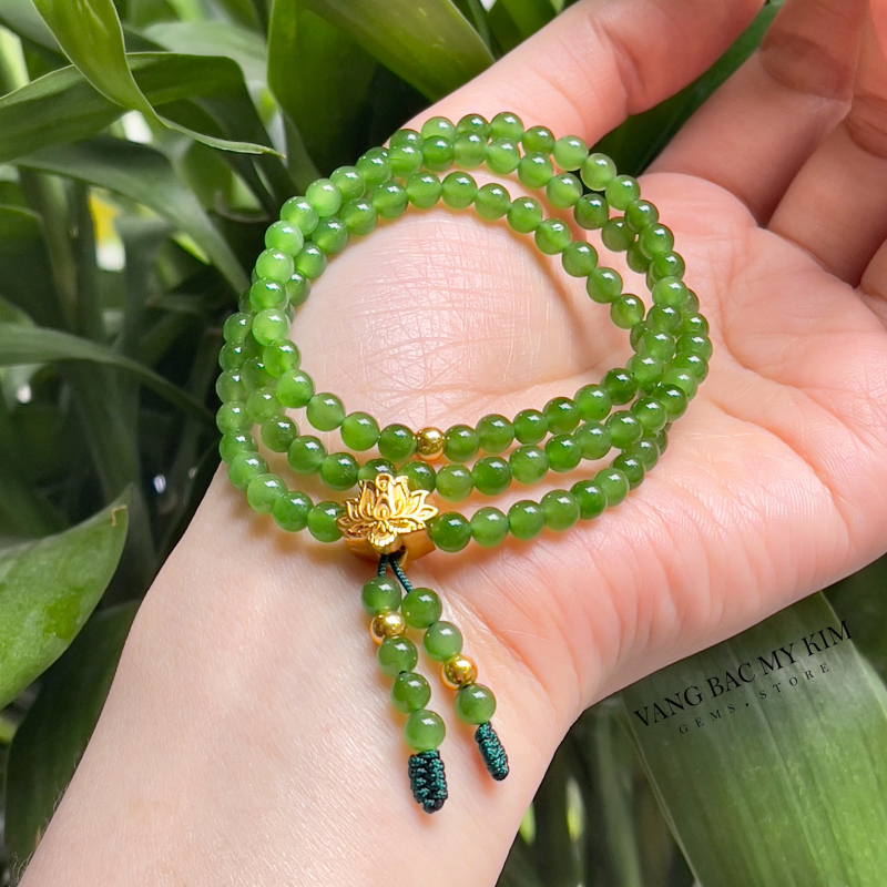 💚 Vòng Tay Ngọc Bích Nephrite • Kết Charm Vàng • Trang Sức Phong Thủy Tài Lộc & Bình An