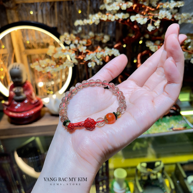 Vòng Thạch Anh Tóc Đỏ mix Chusa - Gậy Như Ý