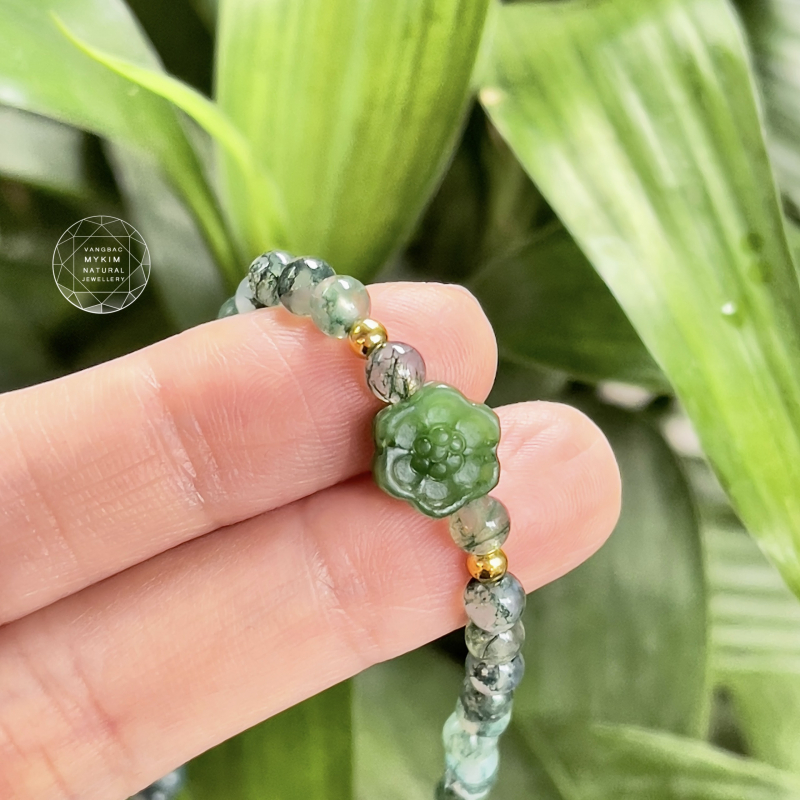 🌟 Vòng Tay Mã Não Ưu Linh • Mix Ngọc Jadeite & Ngọc Bích Nephrite • Charm Vàng • Trang Sức Phong Thủy Tài Lộc & Bình An
