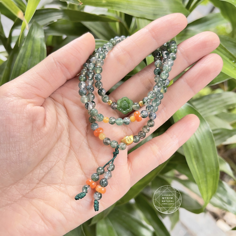 🌟 Vòng Tay Mã Não Ưu Linh • Mix Ngọc Jadeite & Ngọc Bích Nephrite • Charm Vàng • Trang Sức Phong Thủy Tài Lộc & Bình An