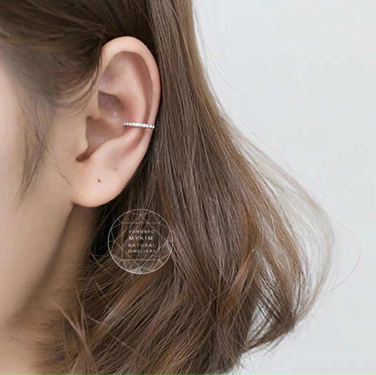 Bông Tai Kẹp Vành Bạc Si Vàng Trắng 18k - MS2