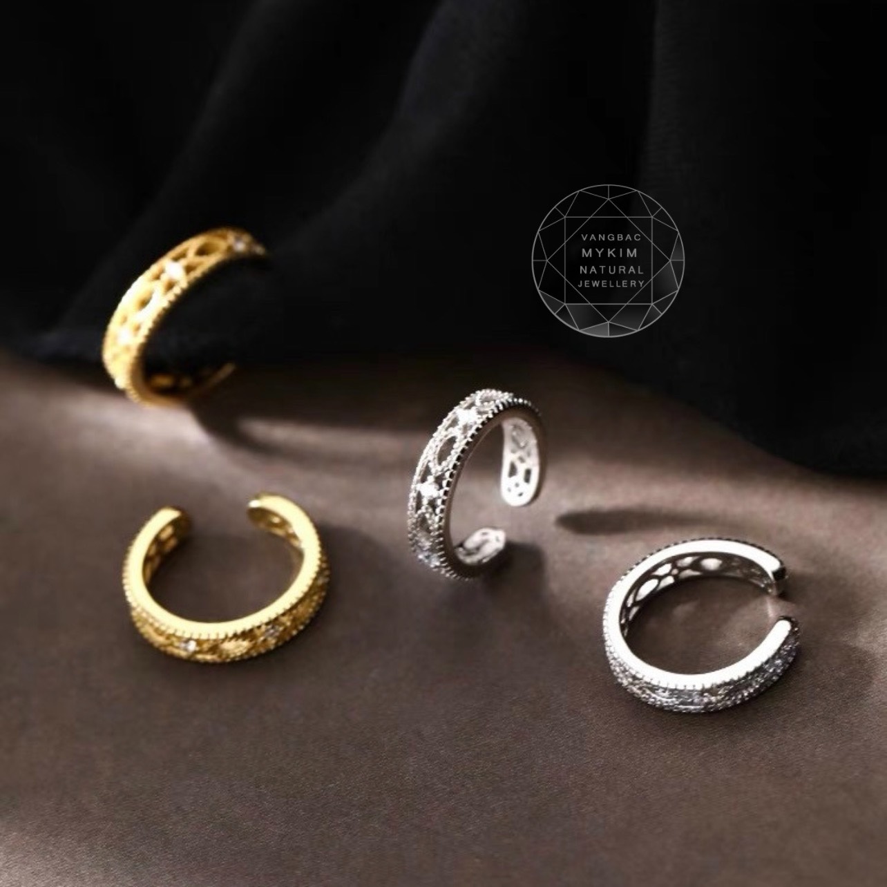 Bông Tai Kẹp Vành Bạc Si Vàng Trắng 18k - MS3