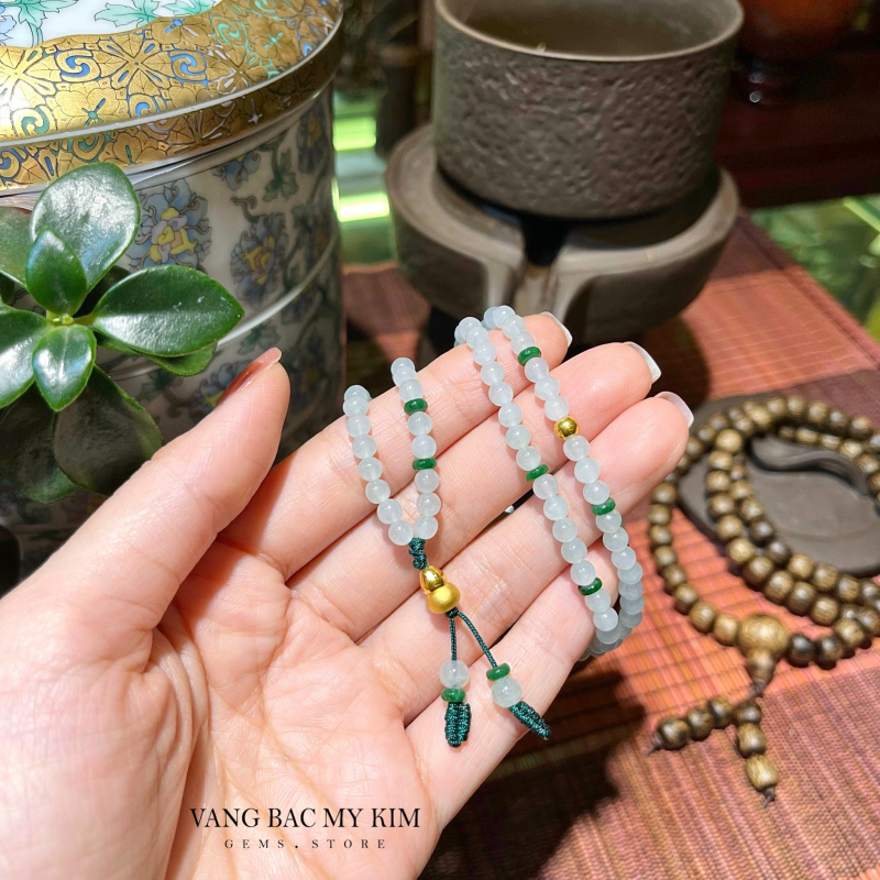 💫 Vòng Băng Ngọc Phỉ Thúy VIP – Mix Hồ Lô Vàng | Giao hòa tinh tế – Hút tài tụ lộc