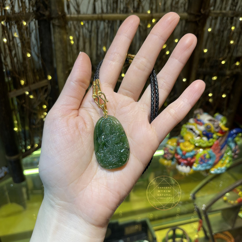 Mặt Phật Bản Mệnh Ngọc Bích Nephrite - Phổ Hiền Bồ Tát -  Dành Cho Tuổi Thìn - Tỵ