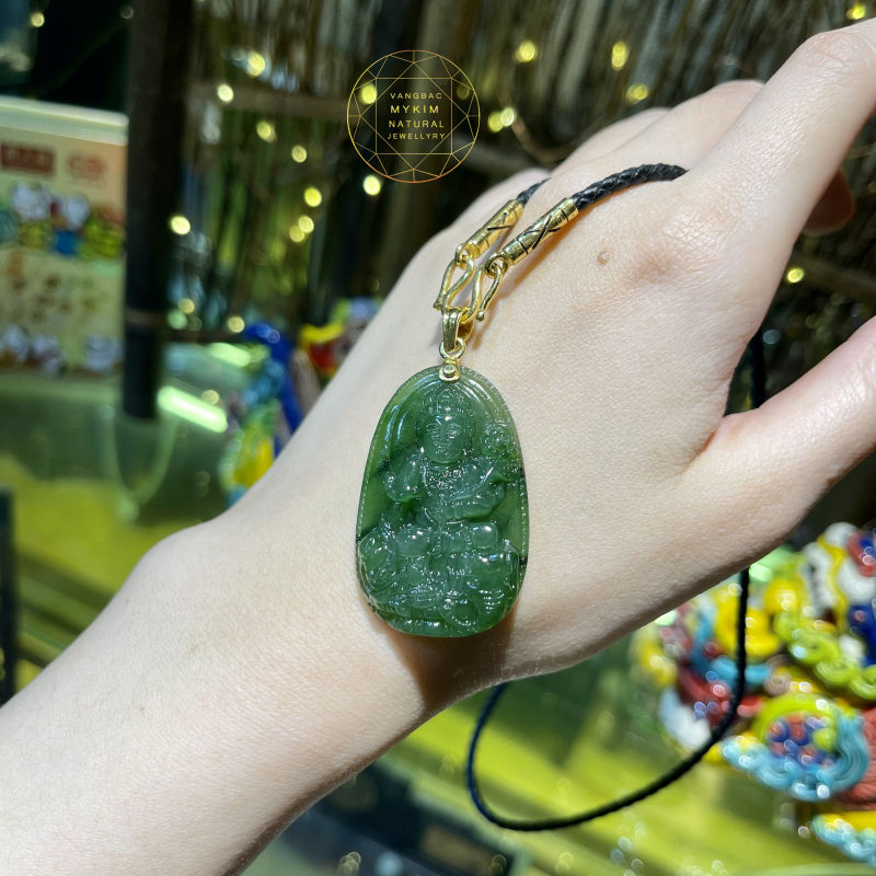 Mặt Phật Bản Mệnh Ngọc Bích Nephrite - Phổ Hiền Bồ Tát -  Dành Cho Tuổi Thìn - Tỵ