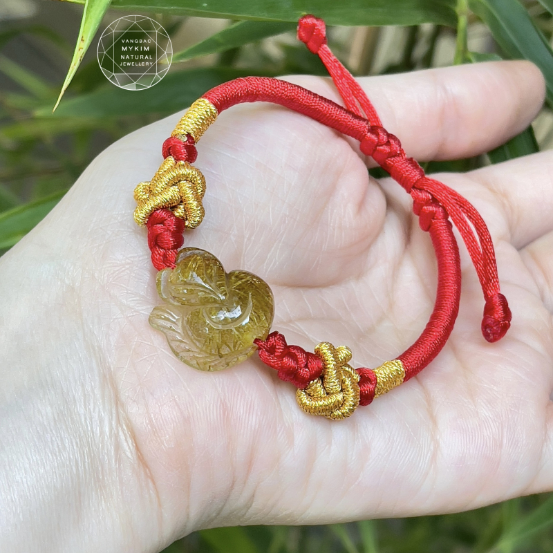 🔴 Dây Chỉ Đỏ May Mắn Mix Hồ Ly Thạch Anh Tóc Vàng VIP