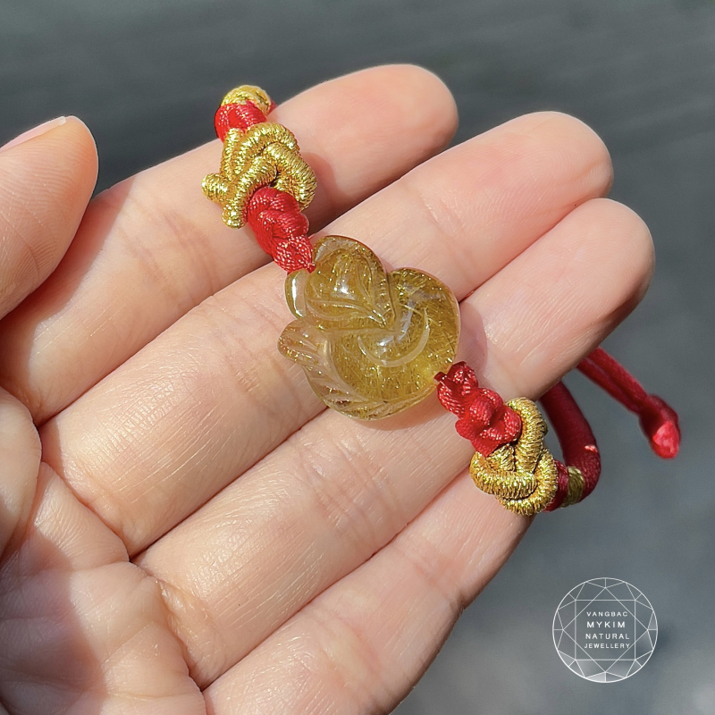 🔴 Dây Chỉ Đỏ May Mắn Mix Hồ Ly Thạch Anh Tóc Vàng VIP