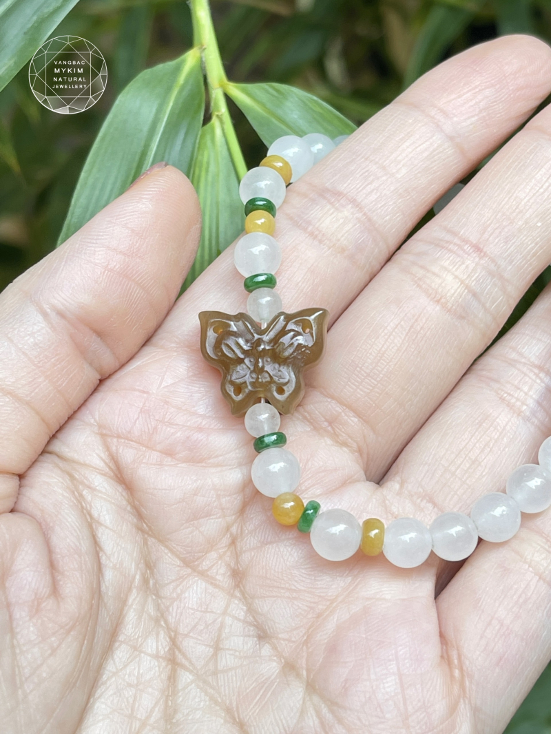 Vòng Thạch Anh Trắng mix Ngọc Jadeite & Ngọc Hòa Điền