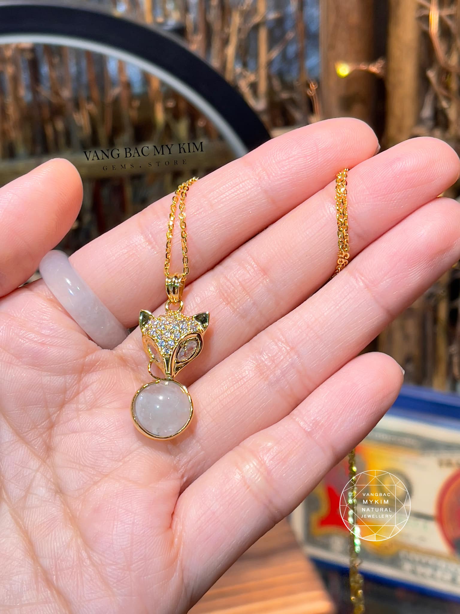 Mặt dây Hồ Ly đính đá - Vàng 14k