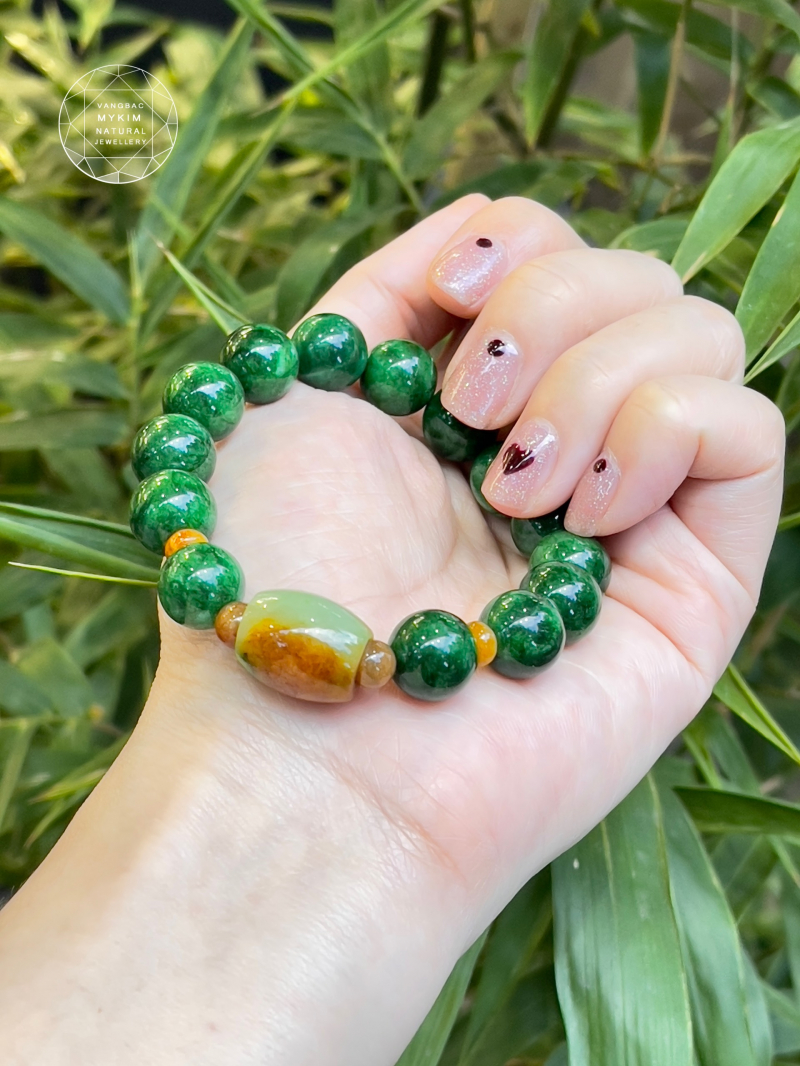 🌿 Vòng Đá Sơn Thủy Mix Lu Thống Ngọc Phỉ Thúy