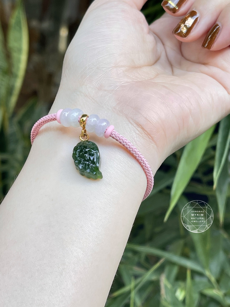 Kiềng mềm mix Ngọc Jadeite - Charm rơi Ngọc Bích Vàng 14k