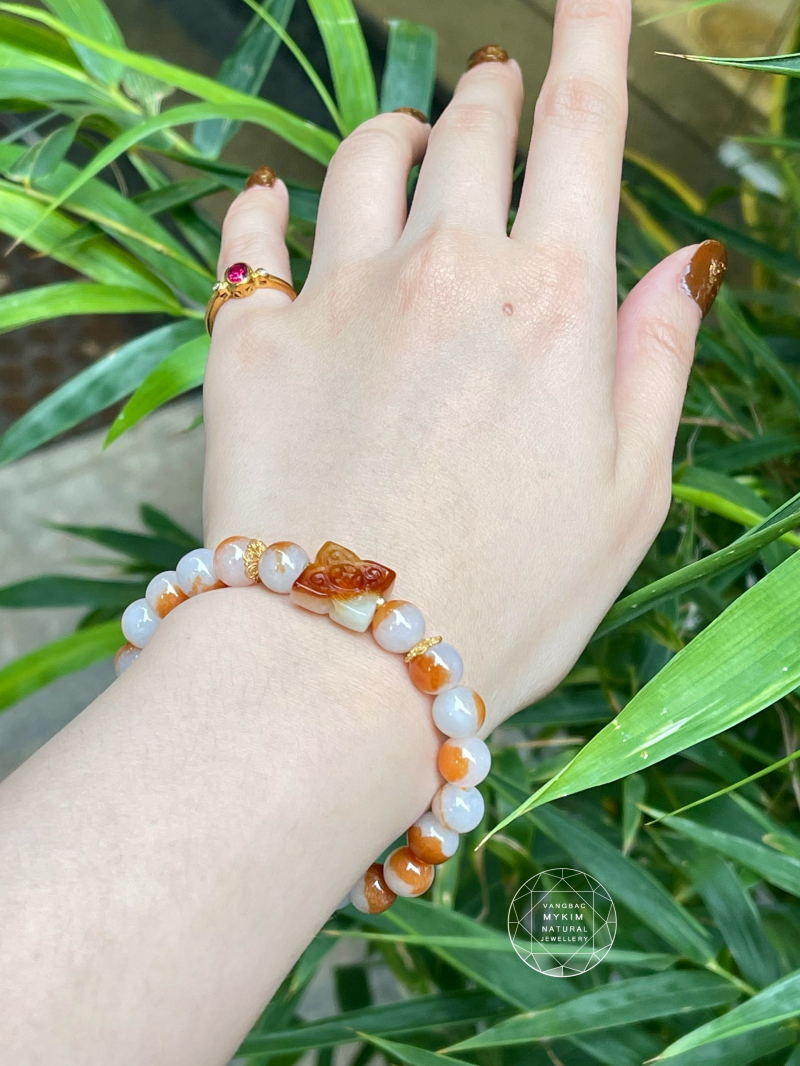 💚 Vòng Ngọc Phỉ Thúy Hoa Bốn Lá - Jadeite Uyên Ương VIP - Vàng 14k