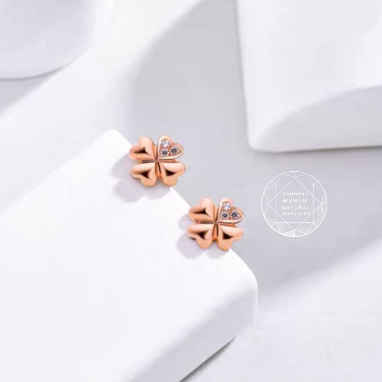Bông Tai Cỏ Bốn Lá - Vàng Hồng 14k