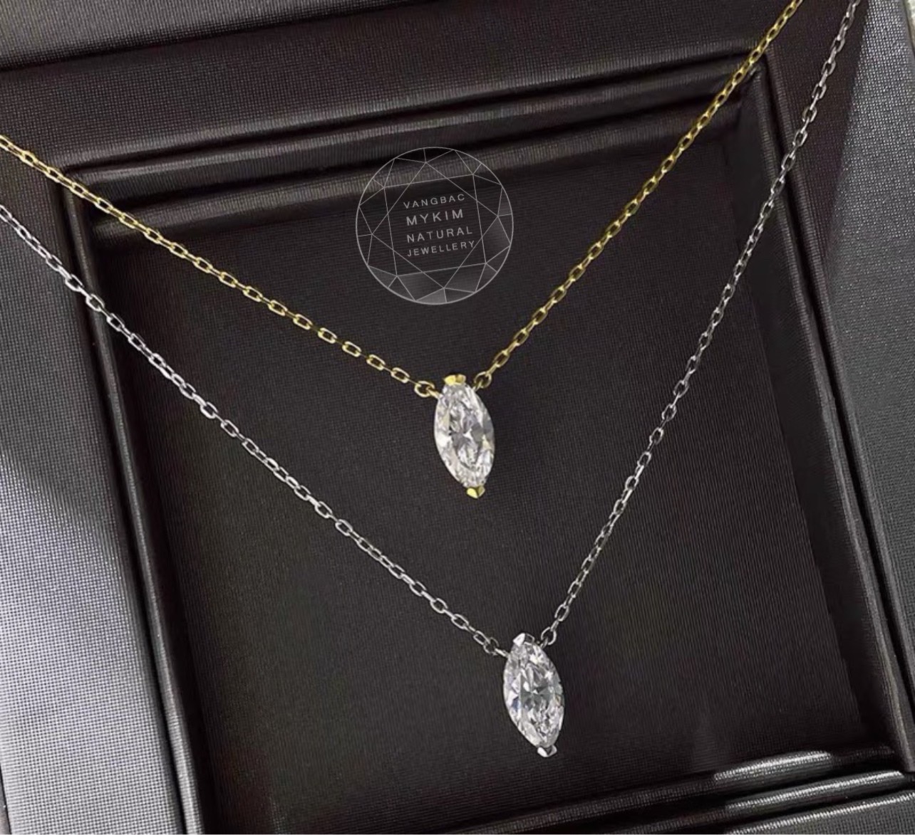 Dây chuyền đính đá - Bạc si vàng 18k