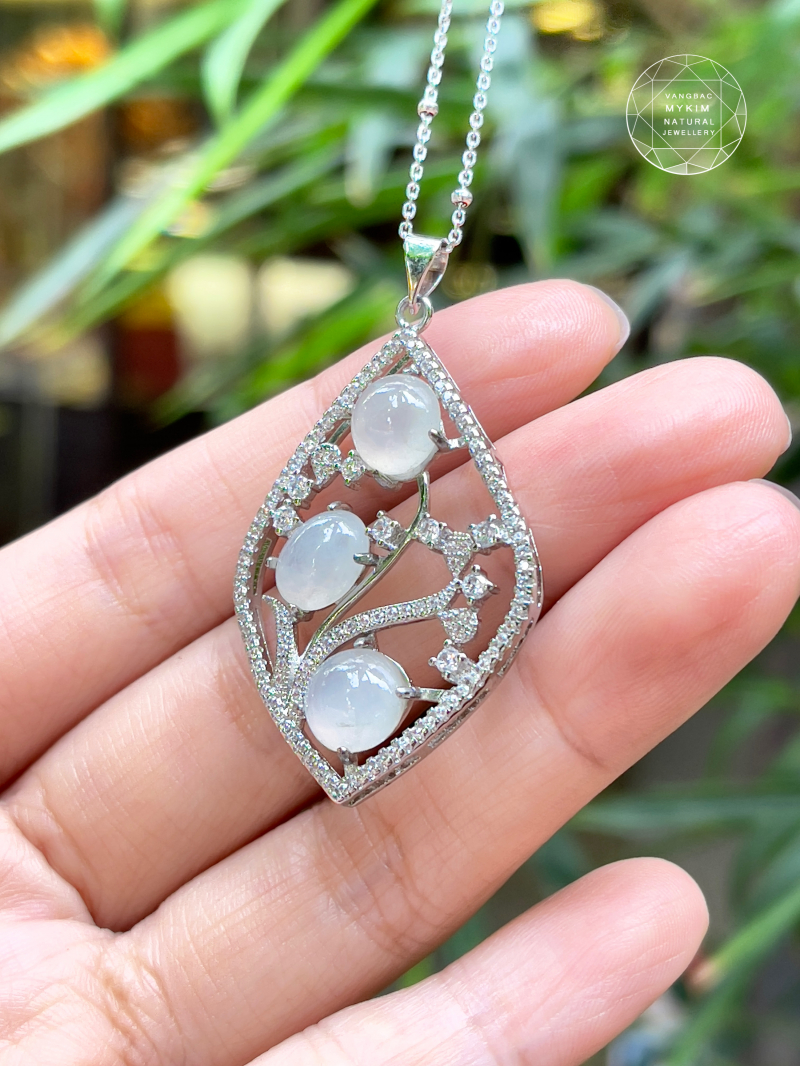 💧 Mặt Dây Băng Ngọc Phỉ Thúy Myanmar Giọt Ngọc Tinh Hoa | Bạc Si Vàng Trắng Thanh Nhã