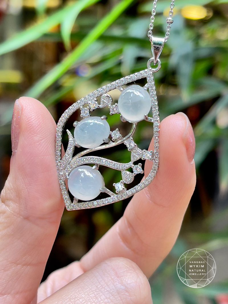 💧 Mặt Dây Băng Ngọc Phỉ Thúy Myanmar Giọt Ngọc Tinh Hoa | Bạc Si Vàng Trắng Thanh Nhã