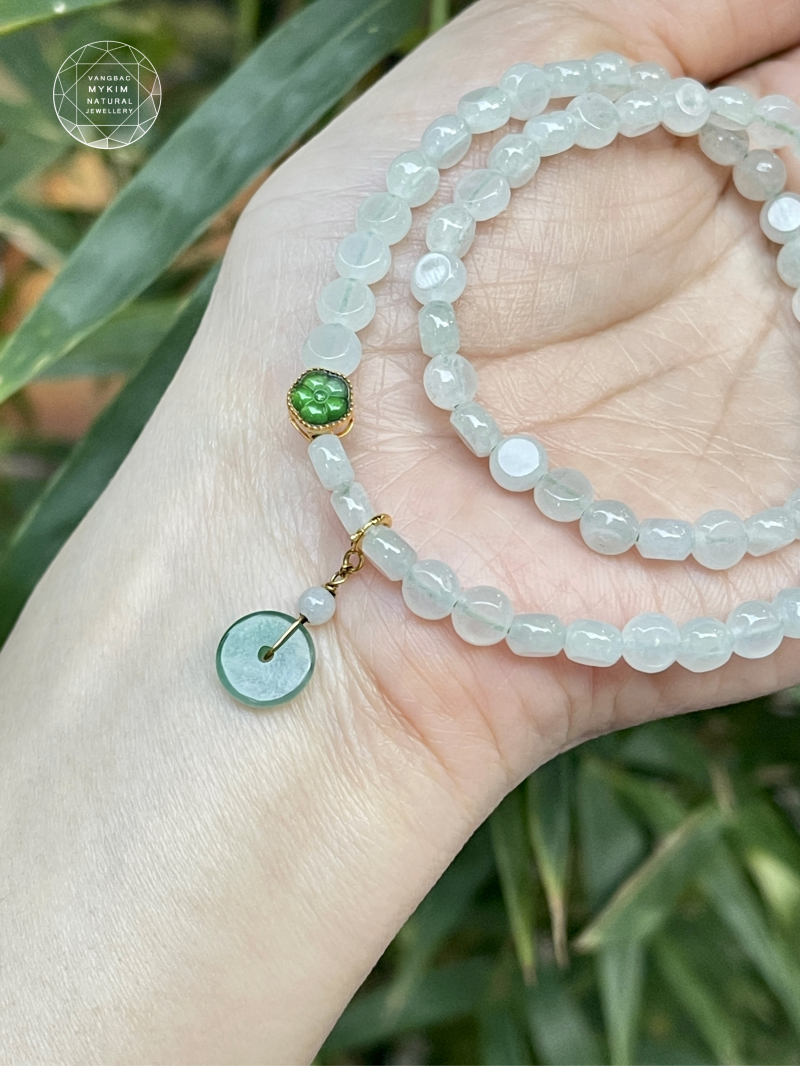 Chuỗi Vòng Băng Ngọc Phỉ Thuý - Jadeite mix Charm Vàng 18k