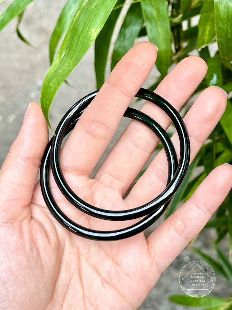 💚 Vòng Bản Ngọc Bích Nephrite VIP • Màu Xanh Đen Quý Hiếm • Trang Sức Phong Thủy Tài Lộc & Bình An