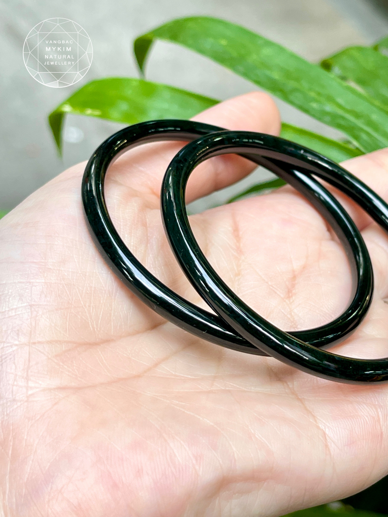 💚 Vòng Bản Ngọc Bích Nephrite VIP • Màu Xanh Đen Quý Hiếm • Trang Sức Phong Thủy Tài Lộc & Bình An