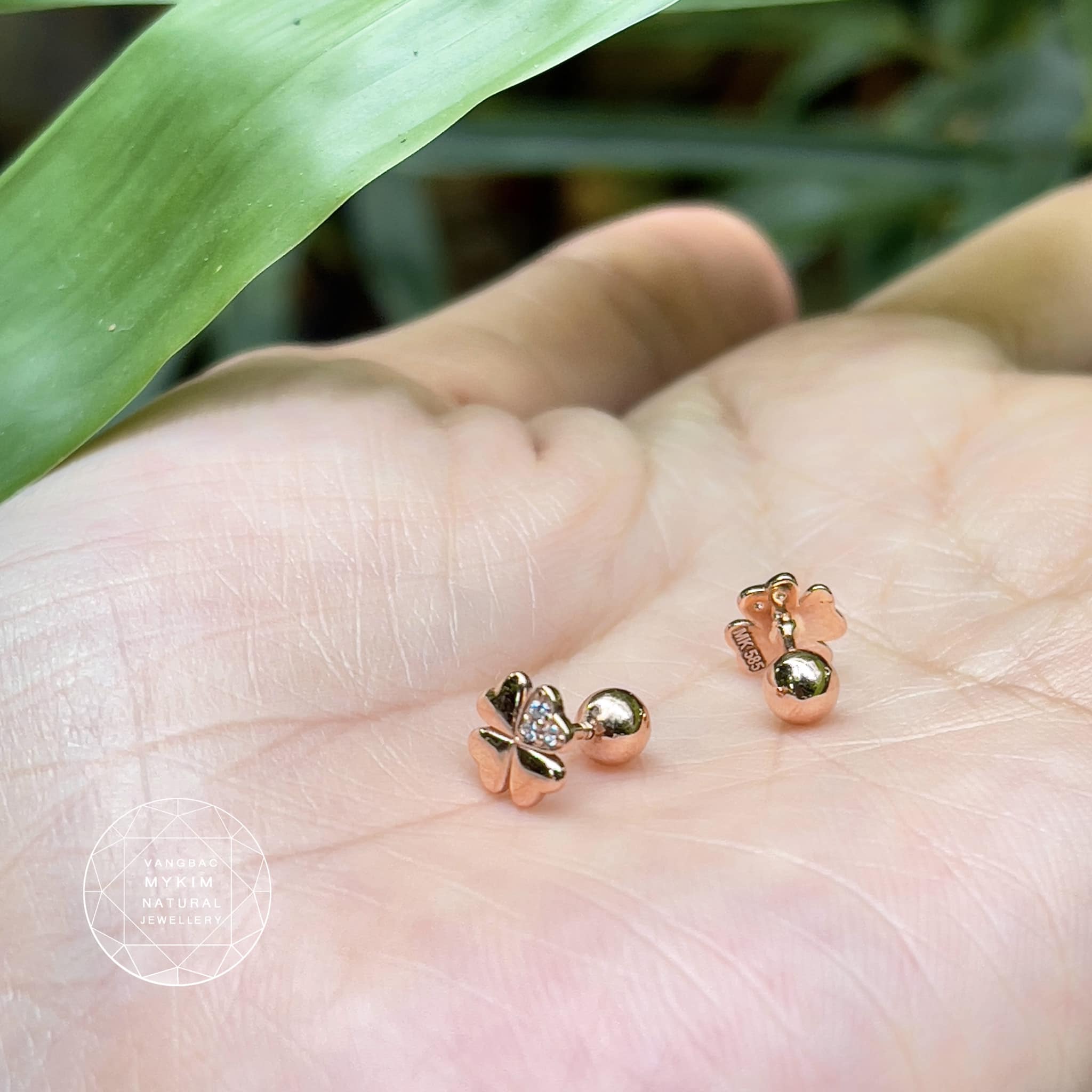 Bông Tai Cỏ Bốn Lá - Vàng Hồng 14k