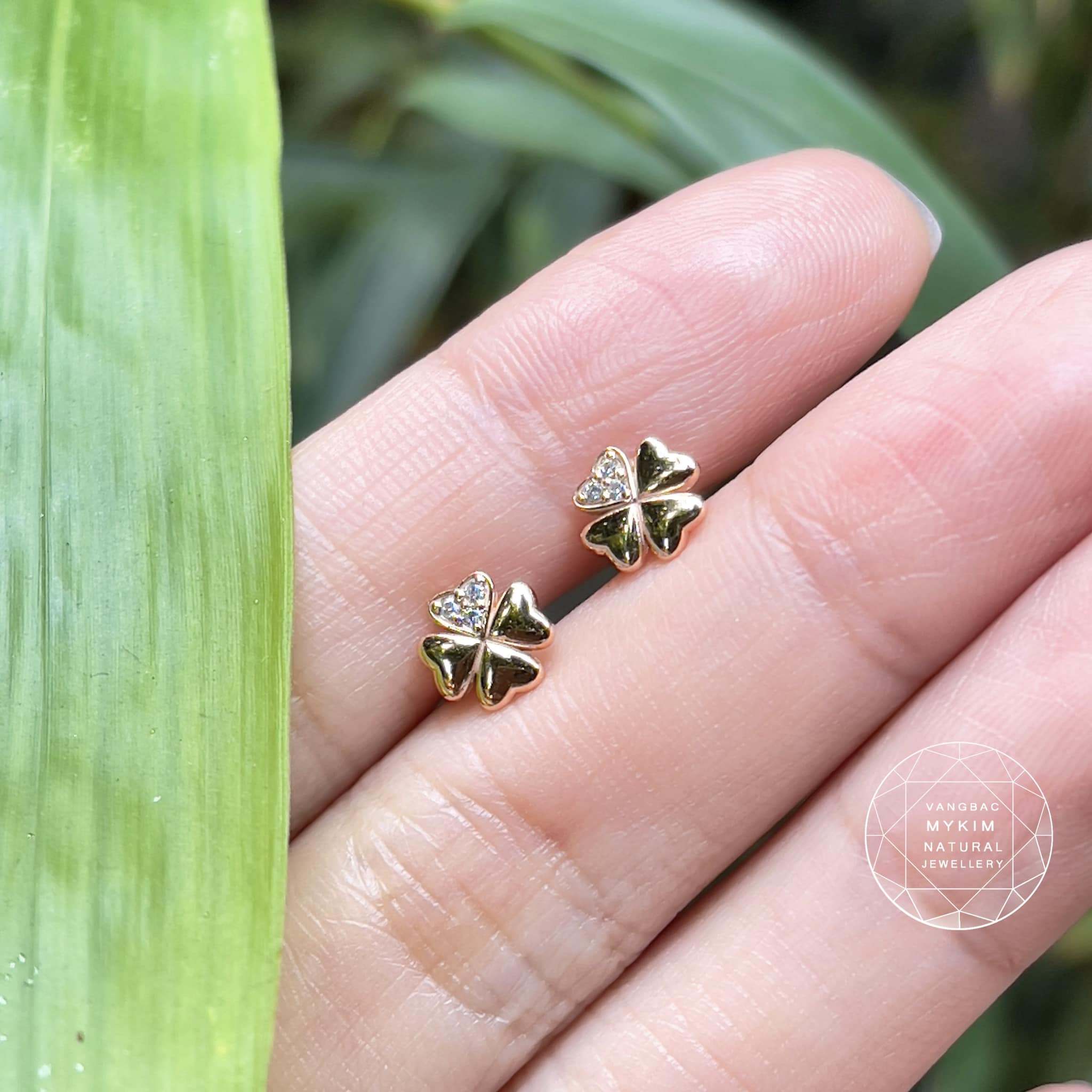 Bông Tai Cỏ Bốn Lá - Vàng Hồng 14k