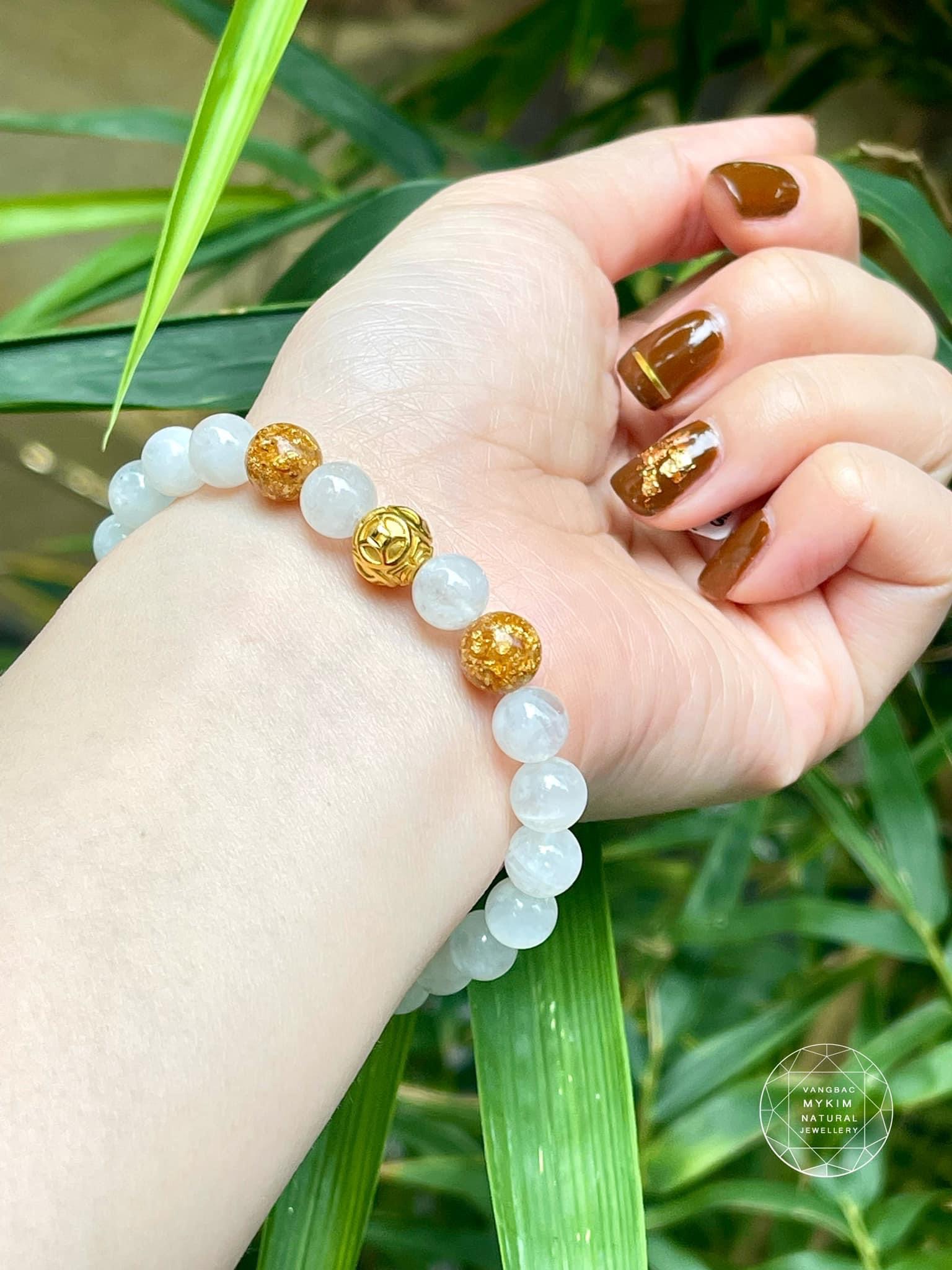 Vòng đá Mặt Trăng mix Vàng 24k - Đá cám vàng