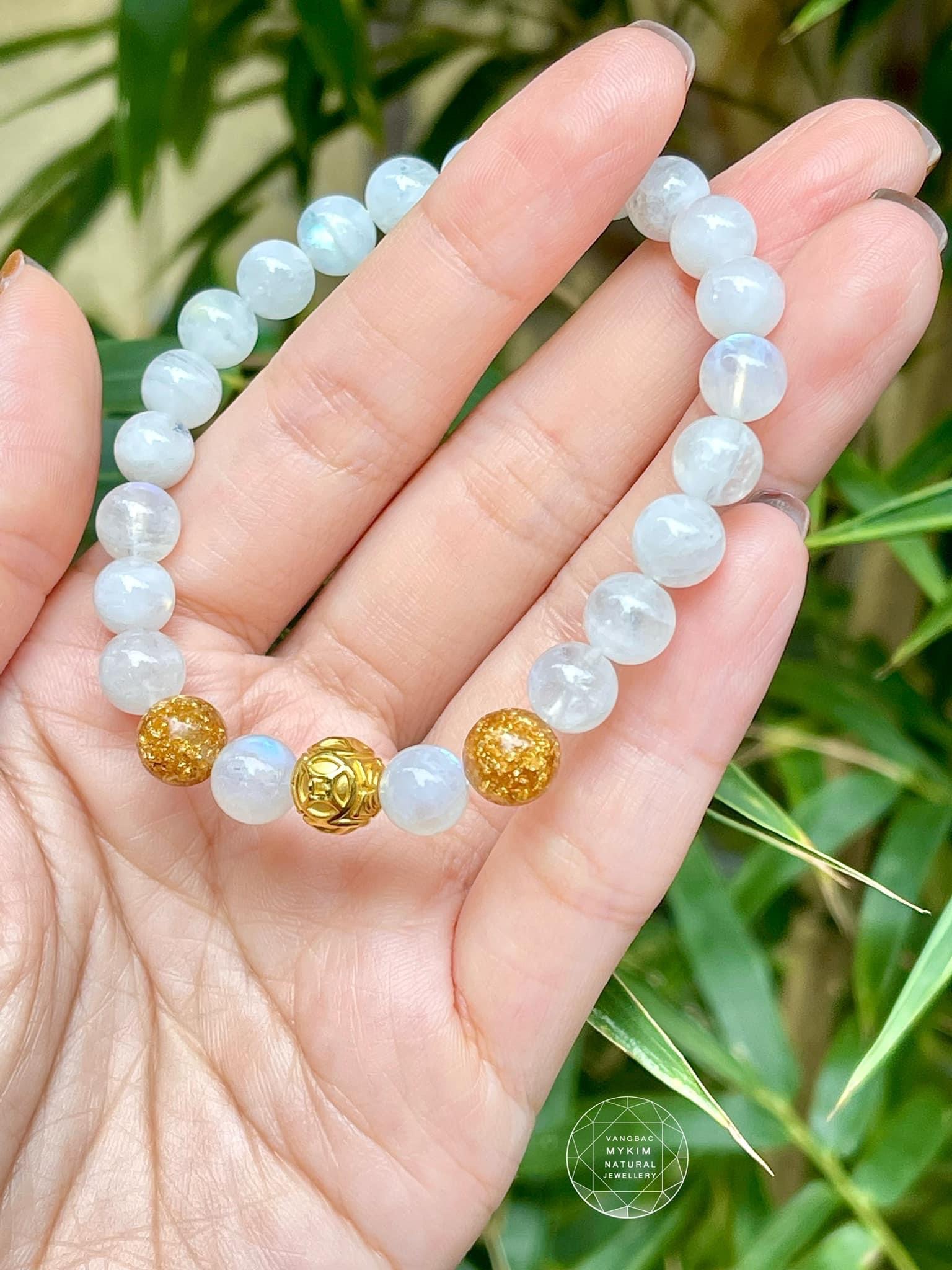 Vòng đá Mặt Trăng mix Vàng 24k - Đá cám vàng