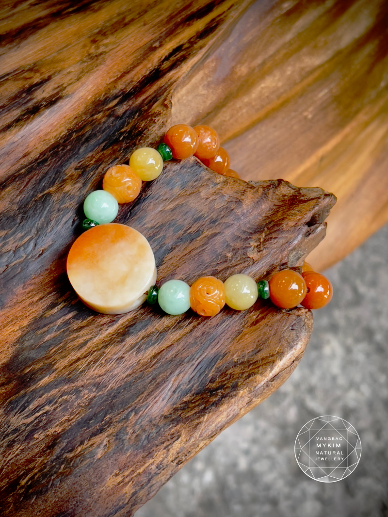 Dây Tết Ngọc Phỉ Thuý Jadeite Cam Hoàng Huyết