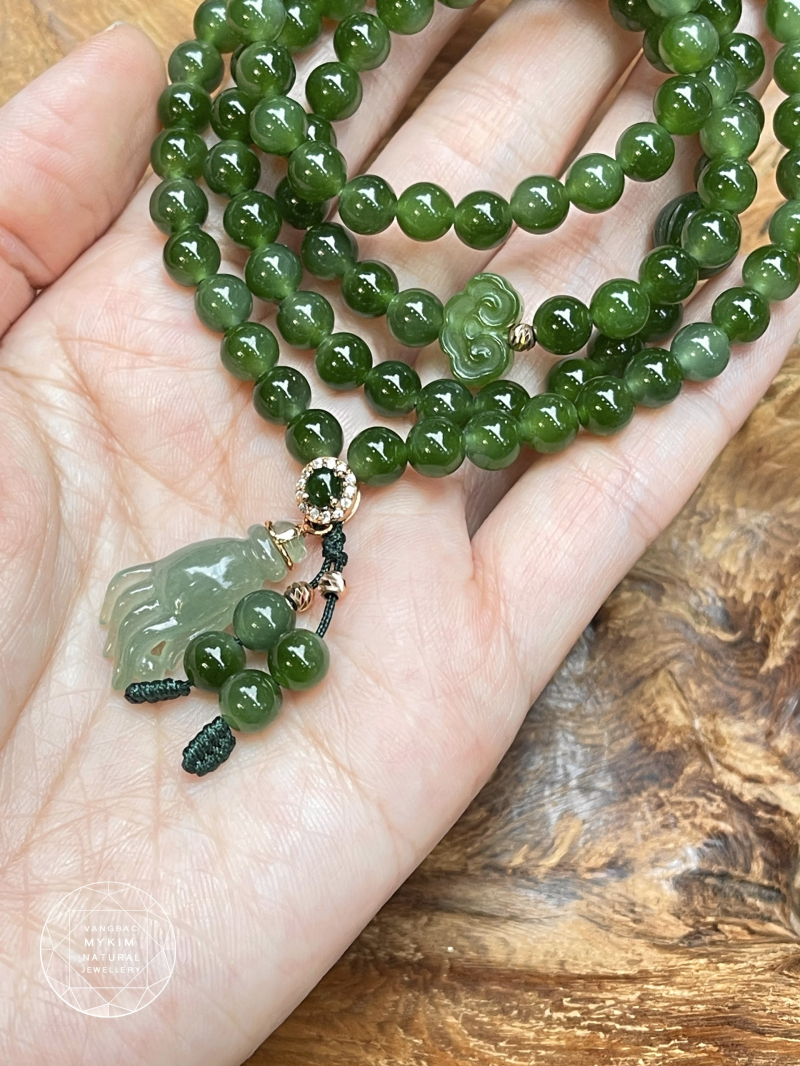 💚 Vòng Ngọc Bích Nephrite • ✋ Charm Bàn Tay Phật • Băng Ngọc Phỉ Thúy Jadeite VIP • Vàng Hồng 18k • Trang Sức Phong Thủy Tài Lộc & Bình An
