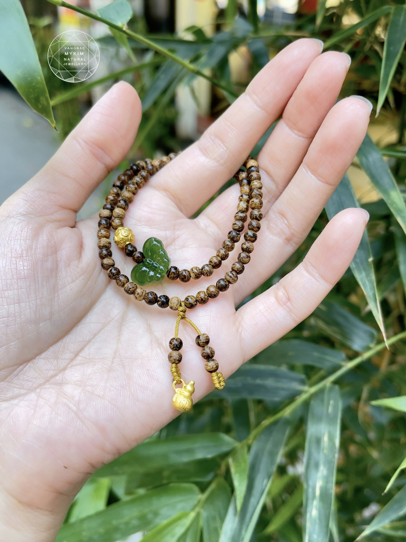 Vòng Trầm Hương mix Vàng 24k - Ngọc Bích