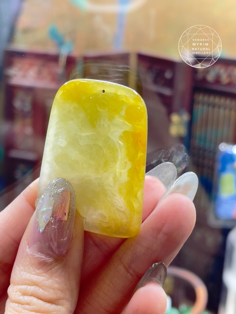 Mặt Ngọc Phỉ Thuý Hoàng Ngọc VIP - Rồng điêu khắc