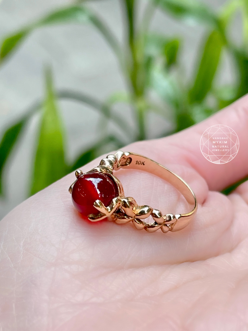 Nhẫn Vàng Hồng 10k - mã não hồng vip