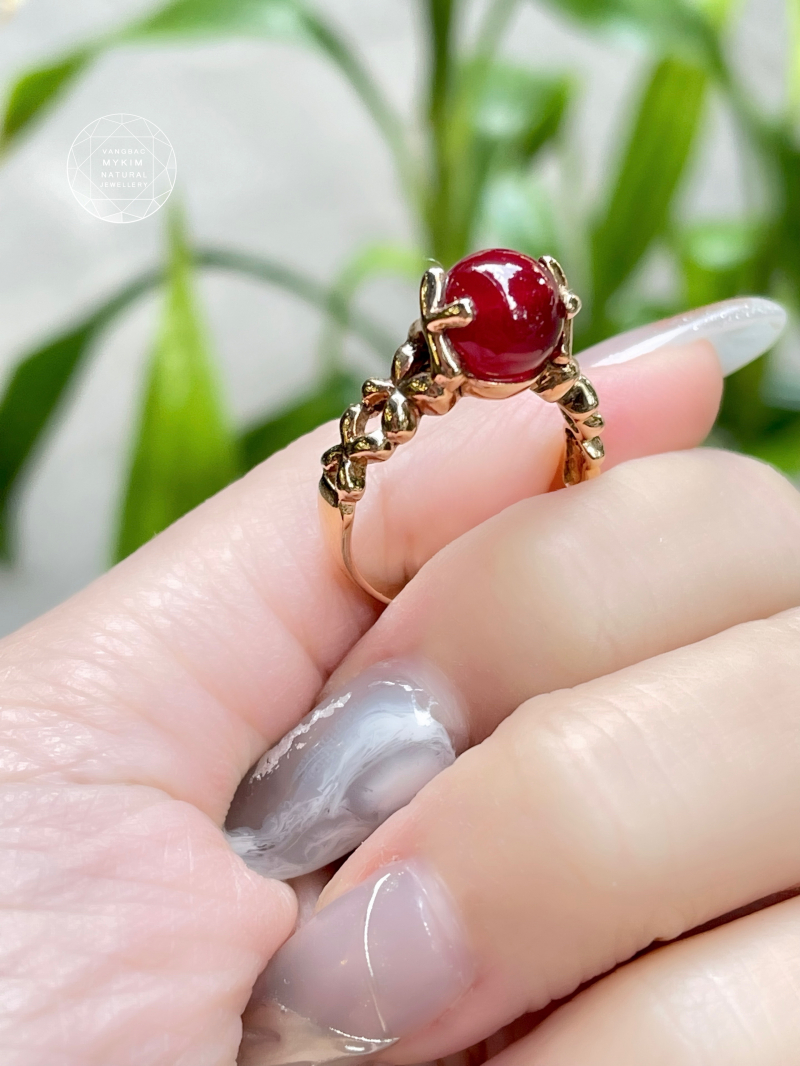 Nhẫn Vàng Hồng 10k - mã não hồng vip