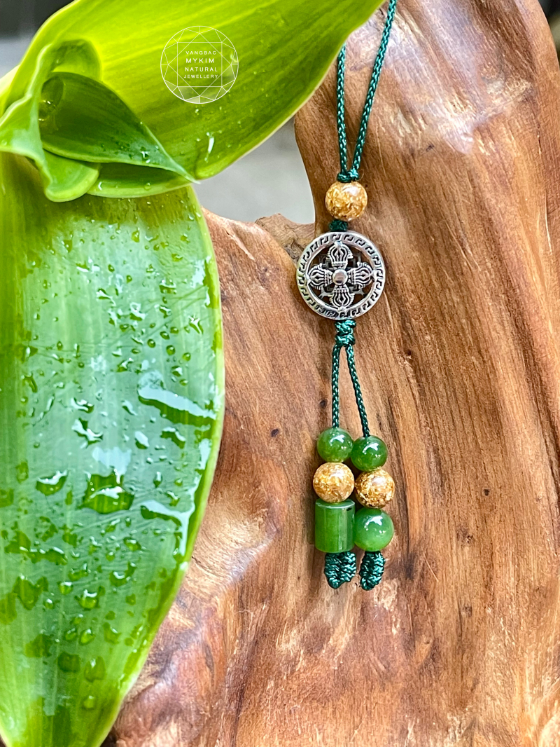 Dây Treo Ngọc Bích • Bánh Xe Pháp Luân Bạc 925 • Trang Sức Phong Thủy Tài Lộc & Bình An