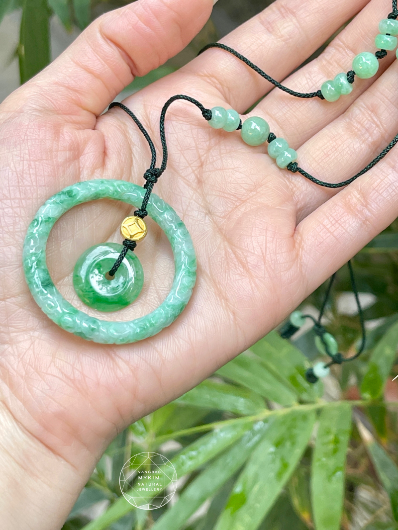 Dây chuyền Đồng Điếu Ngọc Phỉ Thuý - Vàng 24k