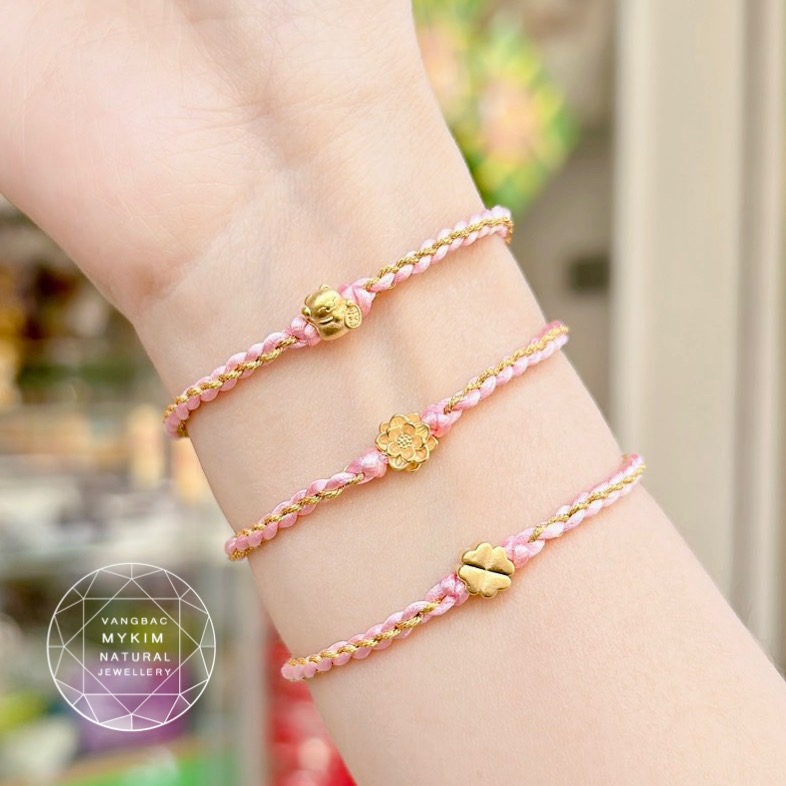 Dây Tết mix Charm Vàng 24k - Dây Chỉ Hồng