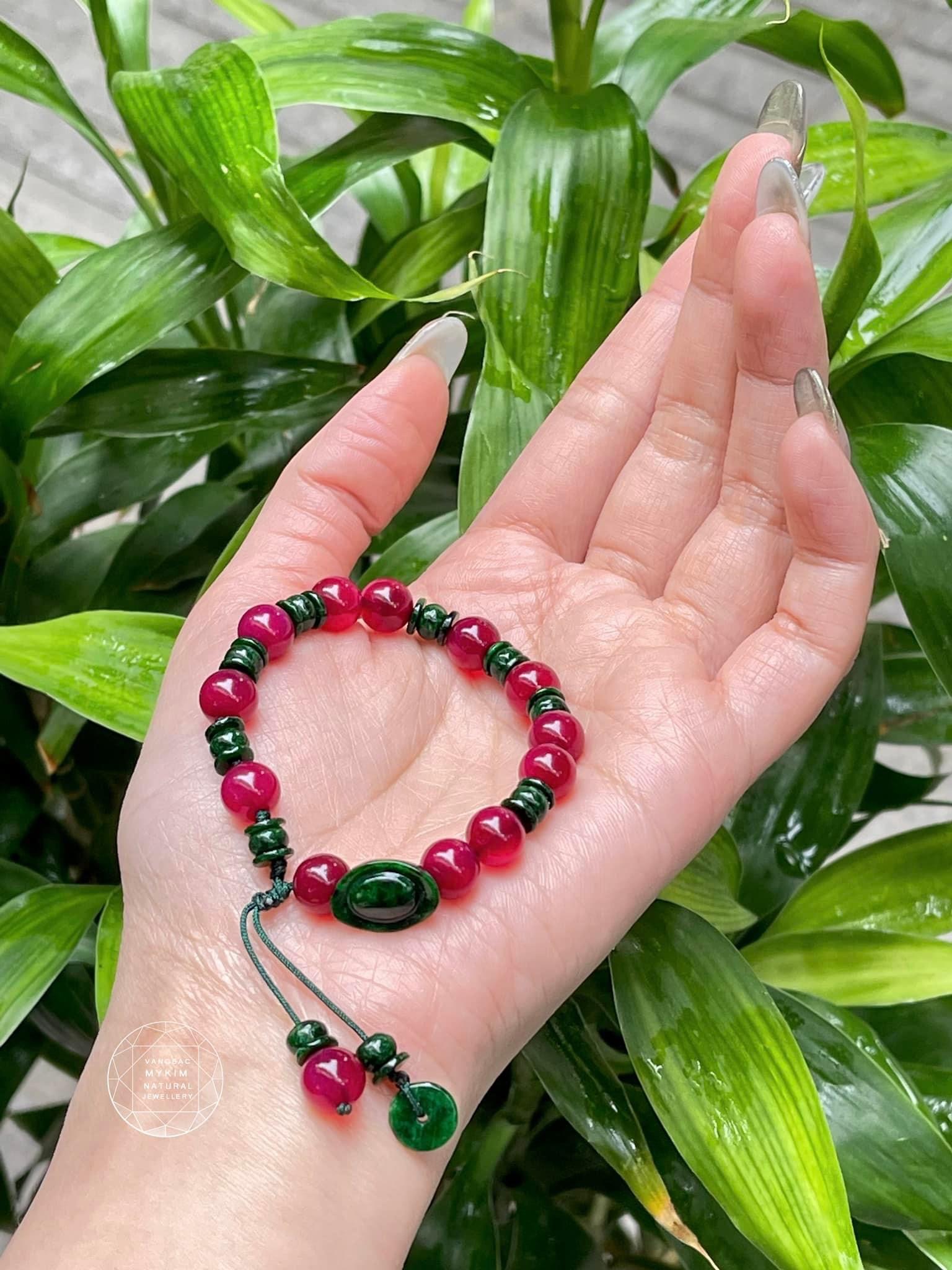 ❤️ Vòng Dây Tết Ngọc Phỉ Thúy – Mix Mã Não Huyết VIP & Charm Đĩnh Ngọc | Tài Lộc - May Mắn