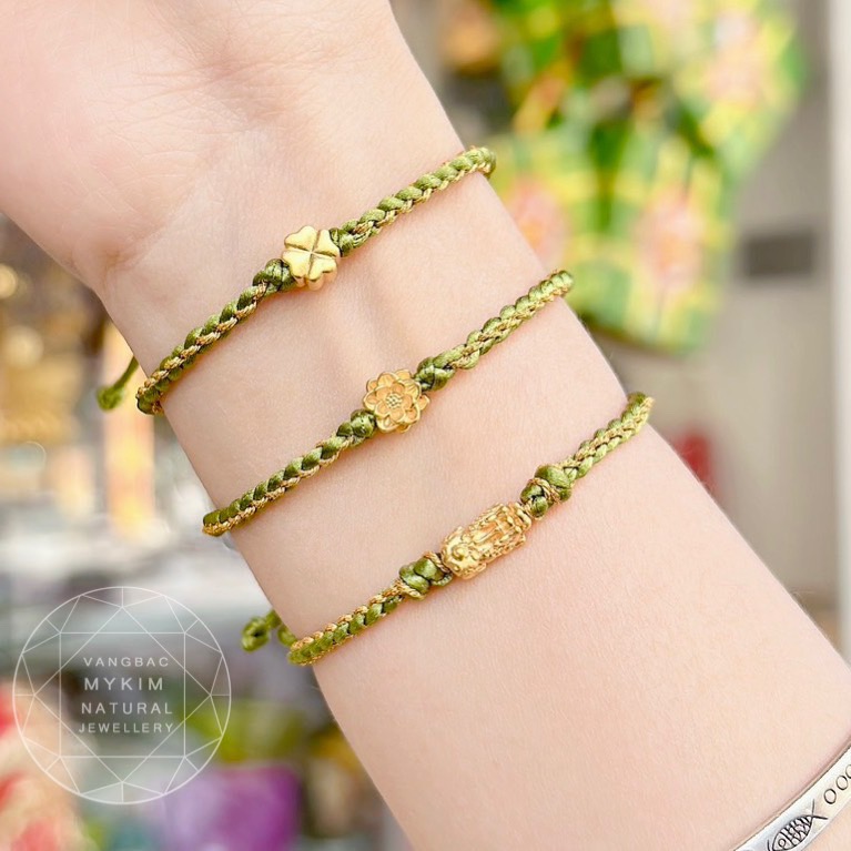 Dây Tết mix Charm Vàng 24k - Dây Chỉ Xanh