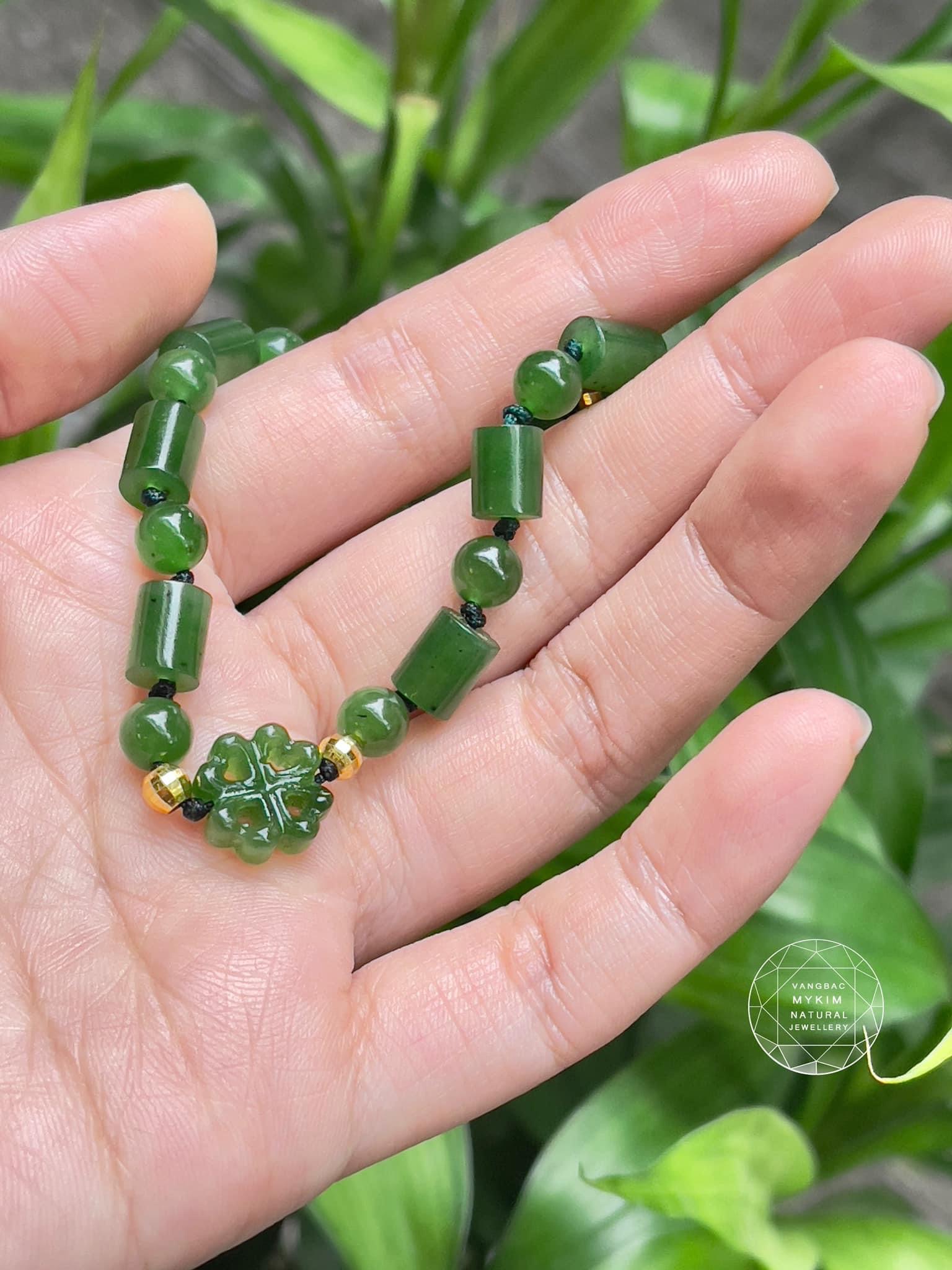 Vòng Dây Tết Ngọc Bích Nephrite mix Vàng 24k