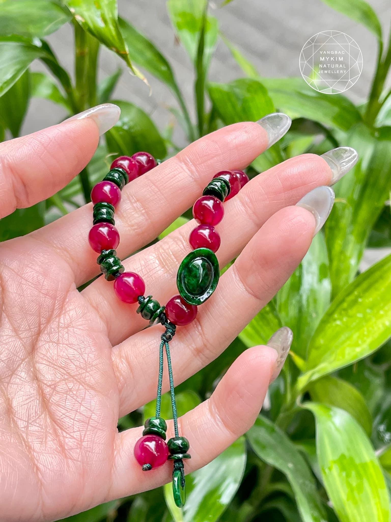 ❤️ Vòng Dây Tết Ngọc Phỉ Thúy – Mix Mã Não Huyết VIP & Charm Đĩnh Ngọc | Tài Lộc - May Mắn