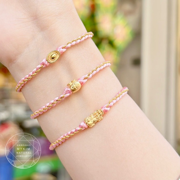 Dây Tết mix Charm Vàng 24k - Dây Chỉ Hồng
