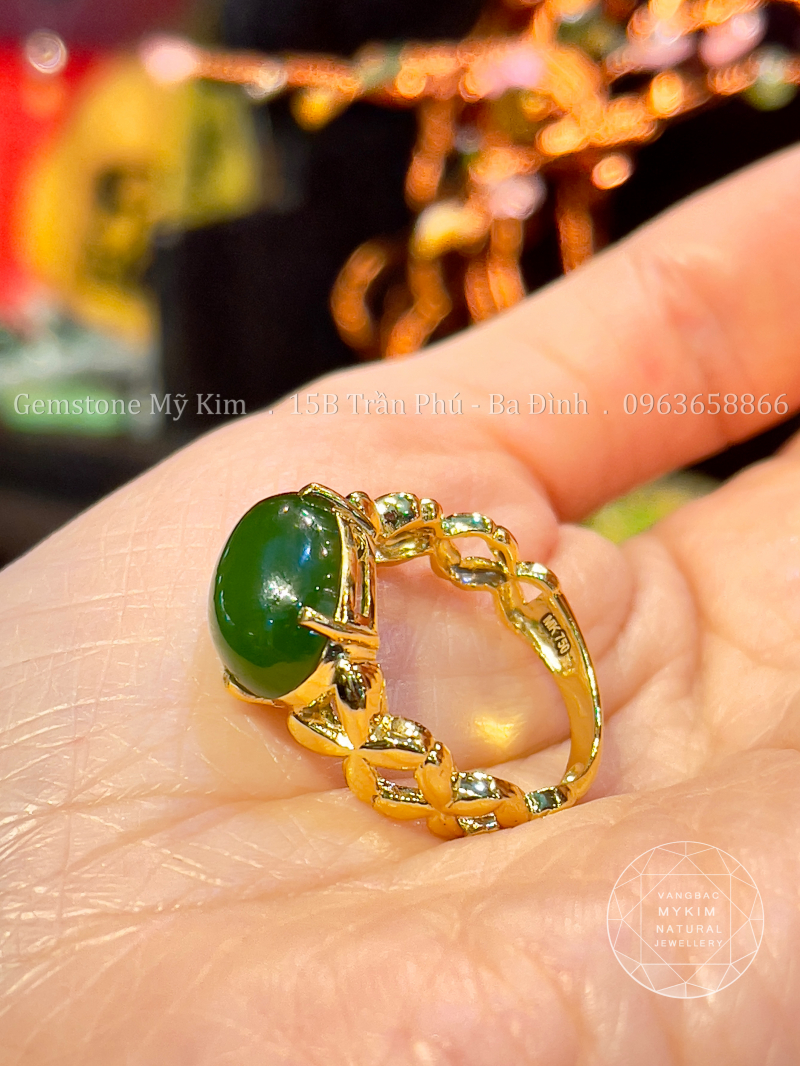 Nhẫn Ngọc Bích Nephrite - Vàng 14k • Trang Sức Phong Thủy Tài Lộc & Bình An