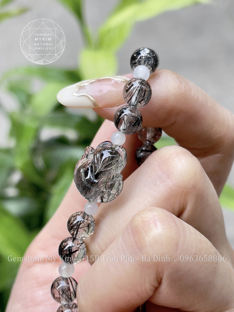 Vòng Thạch Anh Tóc Đen - Hồ Ly - mix Ngọc Jadeite