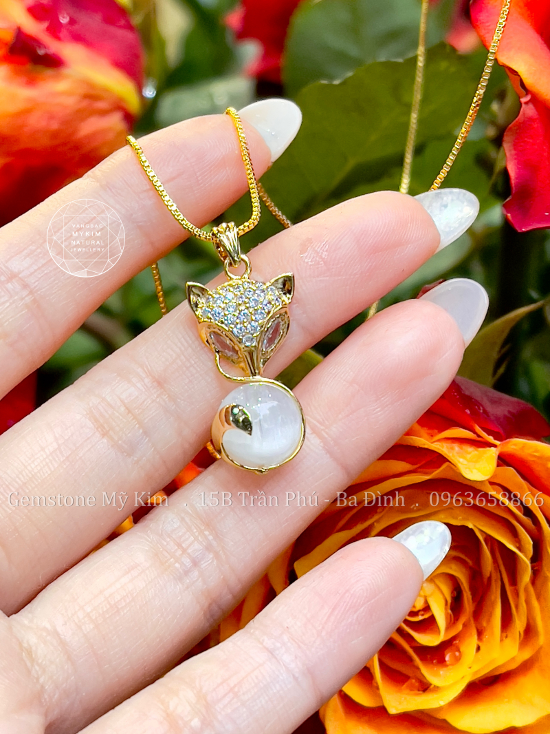 Mặt Dây Hồ Ly đính đá - Vàng 14k - Mẫu mới 2023