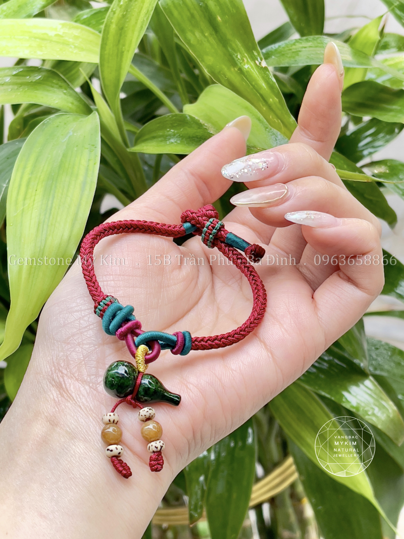 Vòng Dây Tết Hồ Lô Ngọc Jadeite - Hạt Bồ Đề