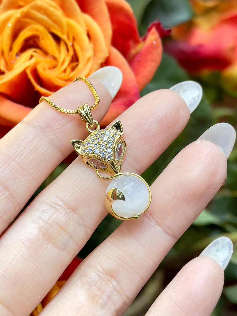 Mặt Dây Hồ Ly đính đá - Vàng 14k - Mẫu mới 2023