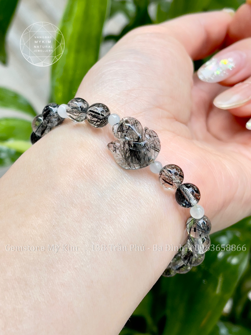 Vòng Thạch Anh Tóc Đen - Hồ Ly - mix Ngọc Jadeite