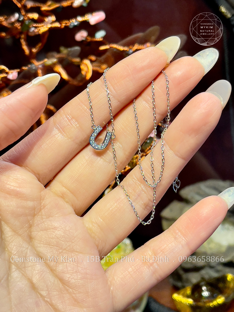 Dây Chuyền Bạc Si Vàng Trắng 18k - Hình Móng Ngựa
